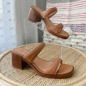 Madewell The Saige Double-Strap Brown Leather Block Heel Sandals Women’s Size 7